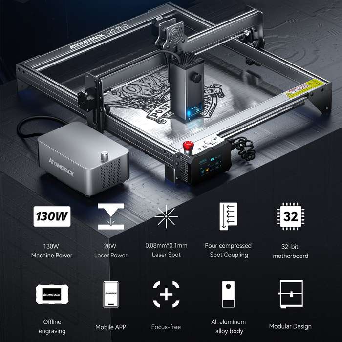 ATOMSTACK X20 Pro Laser Engraving Cutting Machine 20W Laser Power 400x400mm Fixed-Focus Ultra