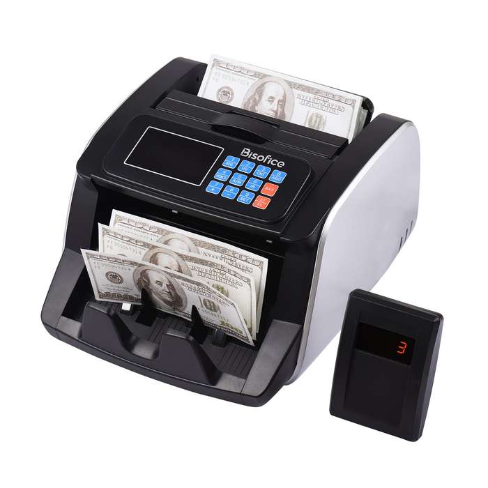 Bisofice Money Counter Machine Counterfeit Bill Detector Automatic Money Detection Top Loadin