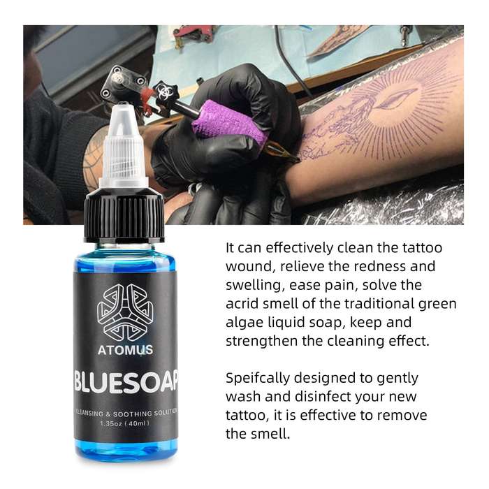 ATOMUS Tattoo Blue Soap 40ML Skin Relaxing Solution for Tattoo Aftercare and Cleaning Tattoo Studio