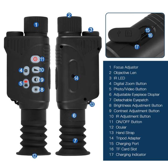 2x Digital Zoom Full Colored Night Vision Monocular 1080P Video Photo Wifi Nightshot Monocula
