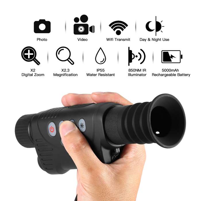 2x Digital Zoom Full Colored Night Vision Monocular 1080P Video Photo Wifi Nightshot Monocula