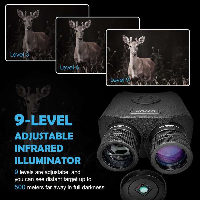 LIXADA 8X Digital Zoom Night Vision Binoculars IR Night Vision Scope with Camera Video Replay