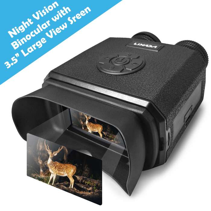 LIXADA 8X Digital Zoom Night Vision Binoculars IR Night Vision Scope with Camera Video Replay