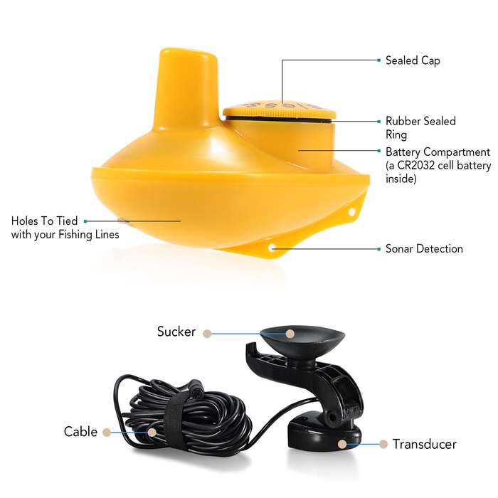 Portable Fish Finder Wireless Sonar Sensor Fishing Depth Finder Locator Fishfinder with Wired