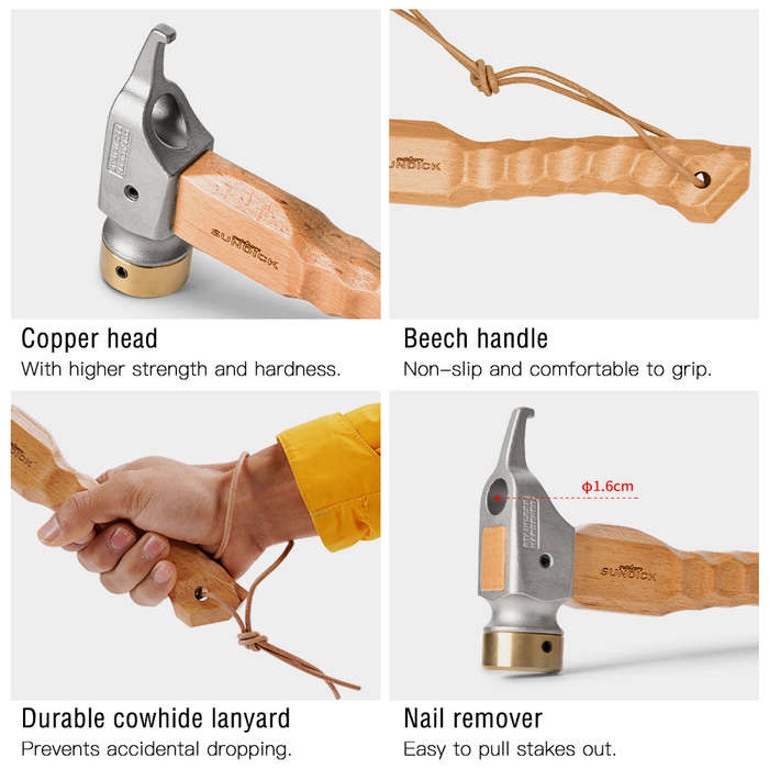 Camping Hammer Portable Tent Awning Stake Nail Puller Heavy Duty Tent Stake Remover Steel Ten