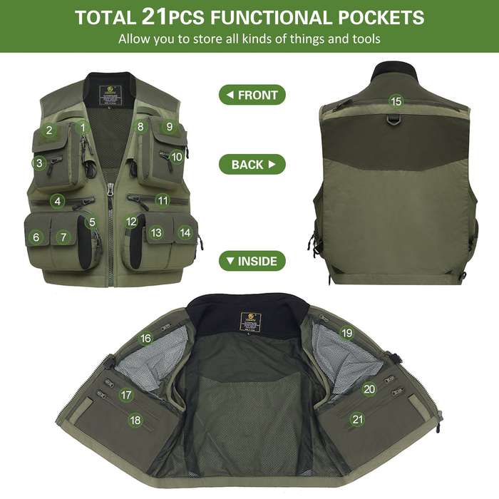 Mesh Fishing Vest Multi-pocket Outdoor Waistcoat Quick-Dry Sleeveless Jackets with Pockets fo