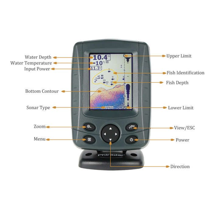 Portable 3.5" LCD Fish Finder Outdoor Fishing Sonar Sensor Fishing Finder Alarm Fish Detector