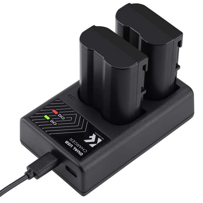 K&F Concept Dual EN-EL15 Battery + Charger Kit for Nikon Cameras-KF28.0012