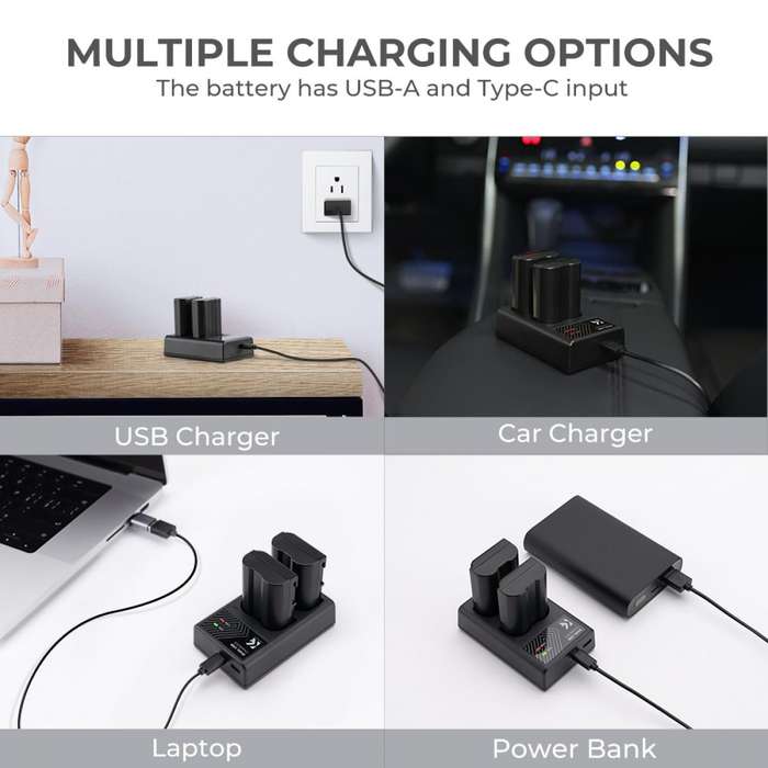 K&F Concept Dual EN-EL15 Battery + Charger Kit for Nikon Cameras-KF28.0012