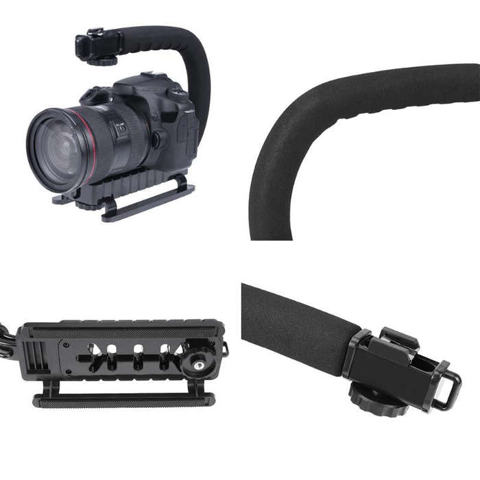 E-Photographic U-Type Video Stabiliser Handle with 1 hotshoe for DSLR, Mirrorless Camera or Camco...