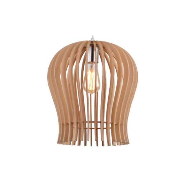 Scandinavian Pendant Light - Wood Jar Shape