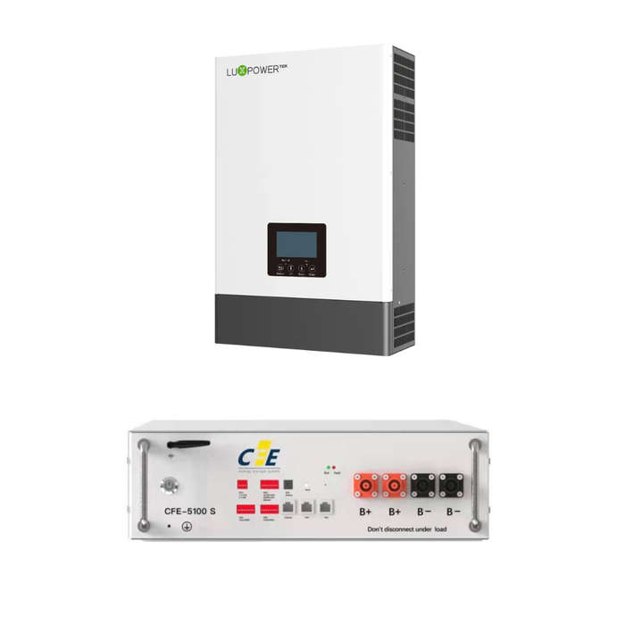 Combo of 5KW HYBRID INVERTER LUX 48VDC & CFE 5KWH Lithium Ion Battery 48 V