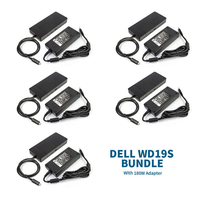 REFURBISHED - 5 X DELL WD19S - 180W - THUNDERBOLT DOCKING STATION - USB-C - DELL - ACCESSORIES