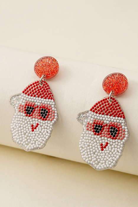 White Santa Claus Acrylic Earrings