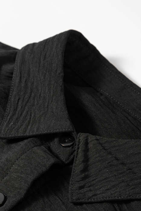 Black Pure Color Patch Pocket Shirt