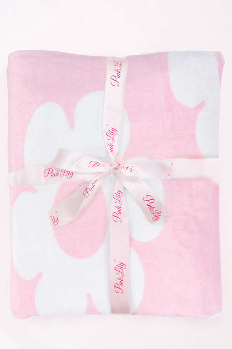 Pink Floral Pattern Square Blanket