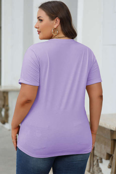 Wisteria Casual Plain Crew Neck Tee