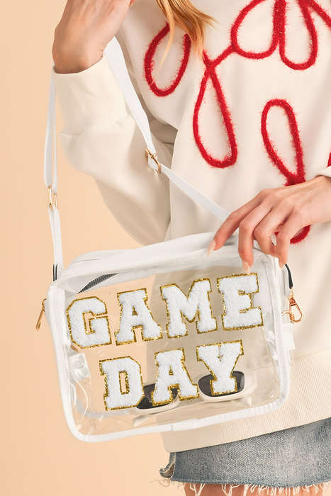 White GAME DAY Rugby Football Clear Shoulder Bag