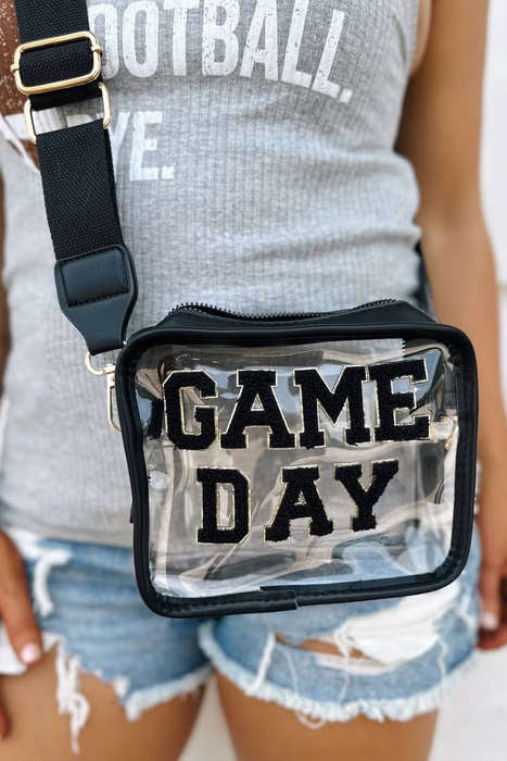 Black GAME DAY Rugby Football Clear Shoulder Bag