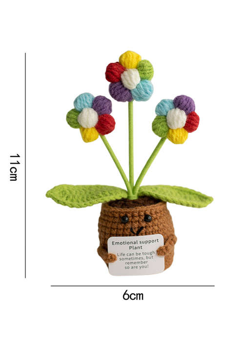 Coffee Handmade Crochet Flower Pot Emotional Support Decoration
