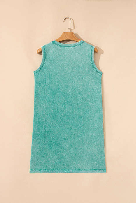 Sea Green Mineral Wash Tank Mini Dress with Pockets