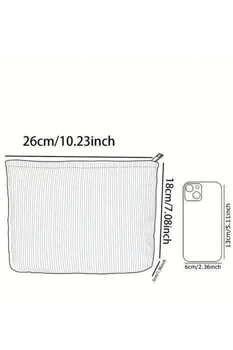 White Eater Bunny Print Corduroy Zipper Cosmetic Bag