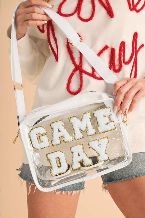 White GAME DAY Rugby Football Clear Shoulder Bag