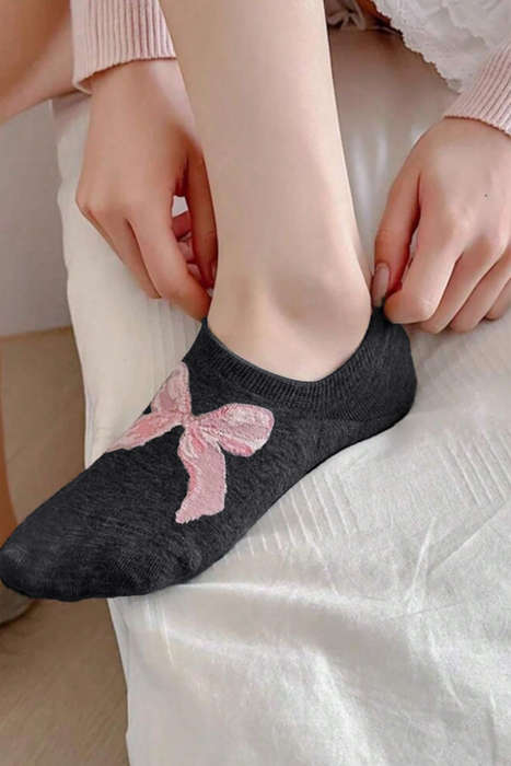 Black Bow Knot Soft No Show Socks