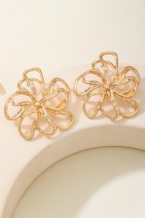 Gold Flower Shape Plated Alloy Fashion Earrings