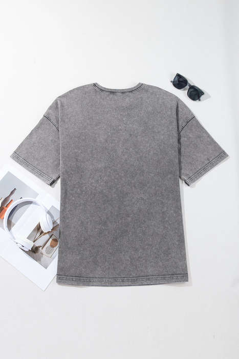 Philippine Gray Mineral Wash Half Sleeve Boyfriend Vintage T Shirt