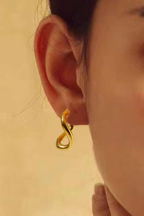 Gold Plated 3D Spiral Stainless Steel Earrings