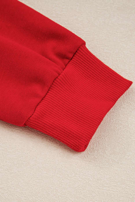 Fiery Red Varsity Stripe Detail Drop Shoulder Pullover Mini Skirt Set