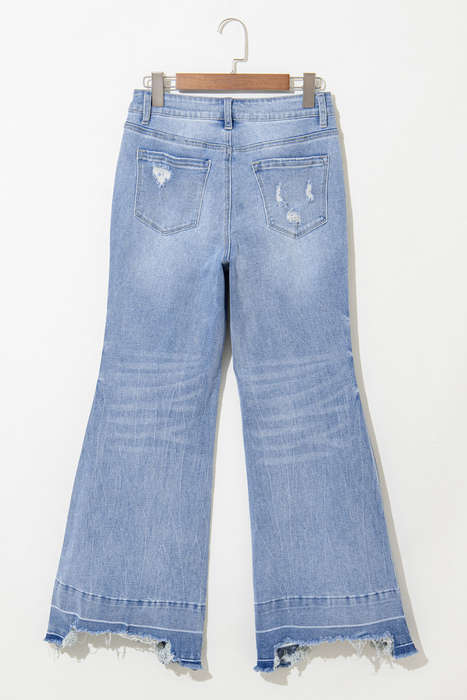 Ashleigh Blue Acid Wash Raw Hem High Waist Flared Jeans