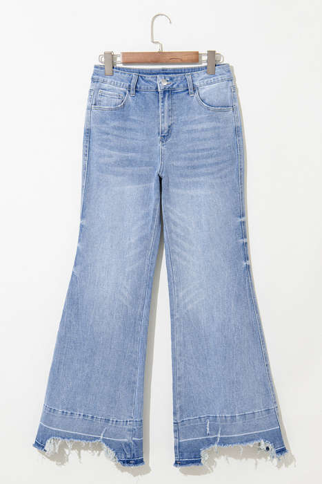 Ashleigh Blue Acid Wash Raw Hem High Waist Flared Jeans