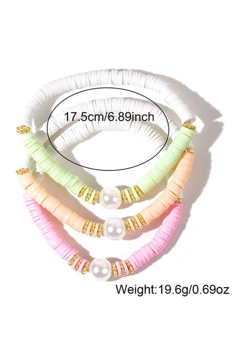 Light Pink Bohemian Style Beaded Stretch Bracelet