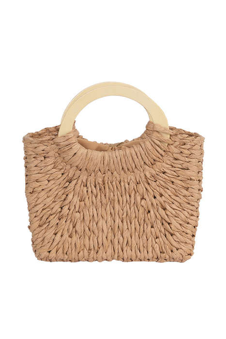 Camel Retro Straw Woven Handle Bag