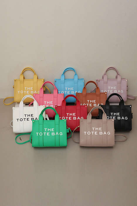 Khaki THE TOTE BAG PU Leather Large Shoulder Bag
