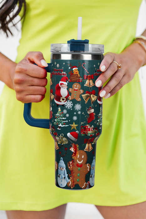 Sail Blue Christmas Print Handled Stainless Steel Tumblers 40oz