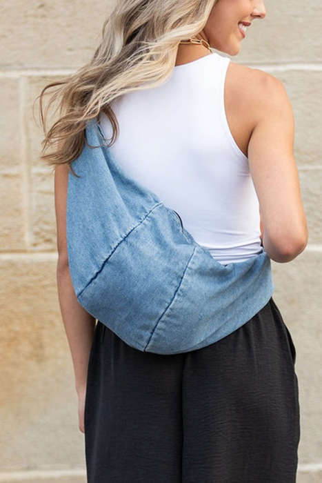 Dusk Blue Large Capacity Denim Crossbody Bag