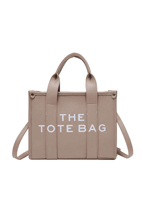 Khaki THE TOTE BAG PU Leather Large Shoulder Bag