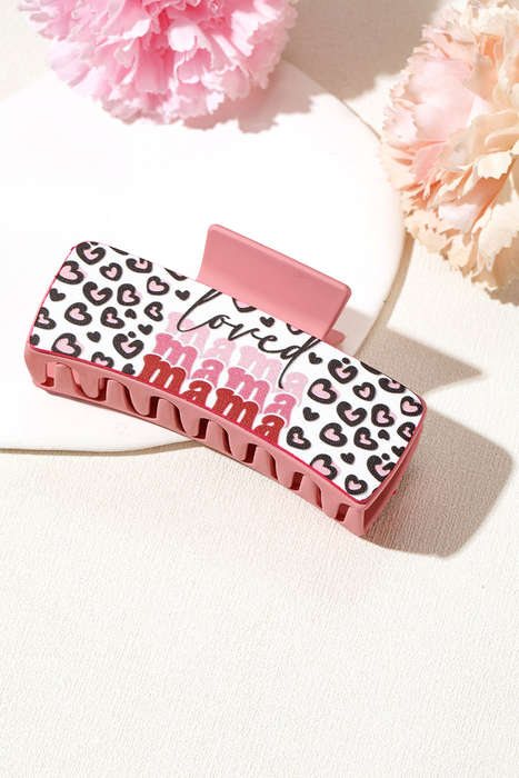 Sachet Pink Loved Mama Heart Print Large Hair Claw Clip