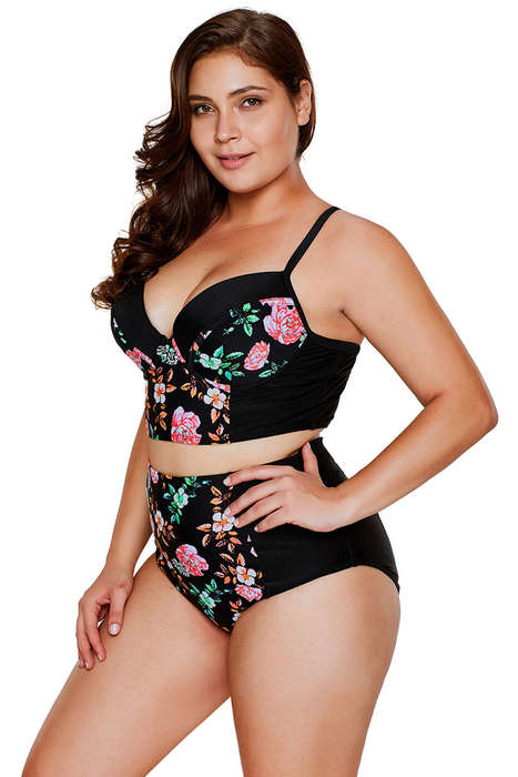 Delicate Floral Push Up High waisted swimsuits