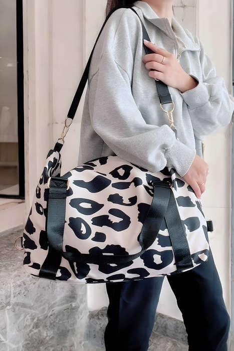 Color black Leopard Print Large Travel Bag