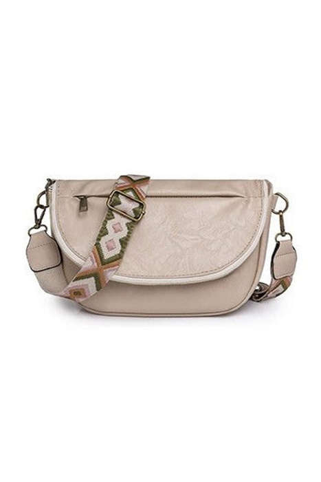 Dark Grey Ethnic Strap Vegan Leather Sling Bag