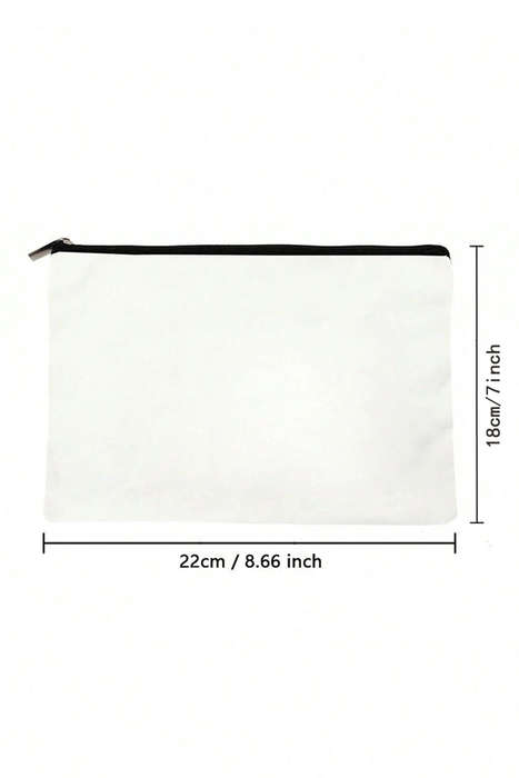 White TEACHER Graphic Print Zipper Cosmetic Bag