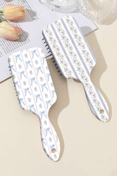 Iceland Blue Flower Bow Print Large Paddle Air Cushion Comb