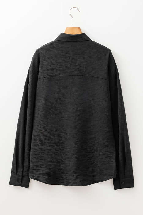 Black Pure Color Patch Pocket Shirt