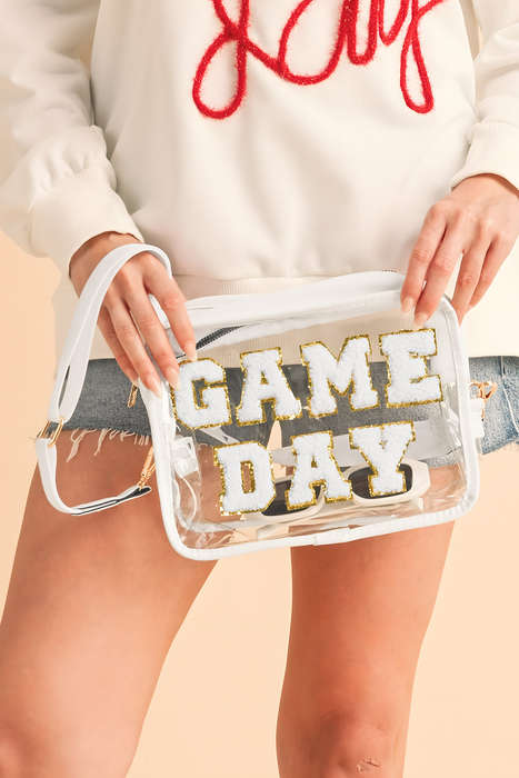 White GAME DAY Rugby Football Clear Shoulder Bag