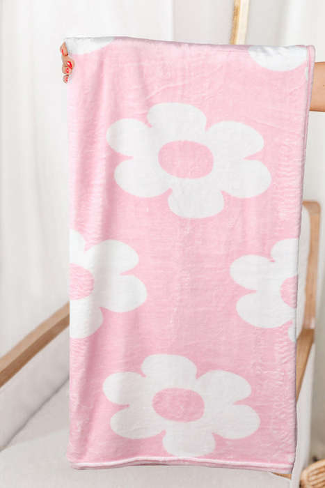 Pink Floral Pattern Square Blanket