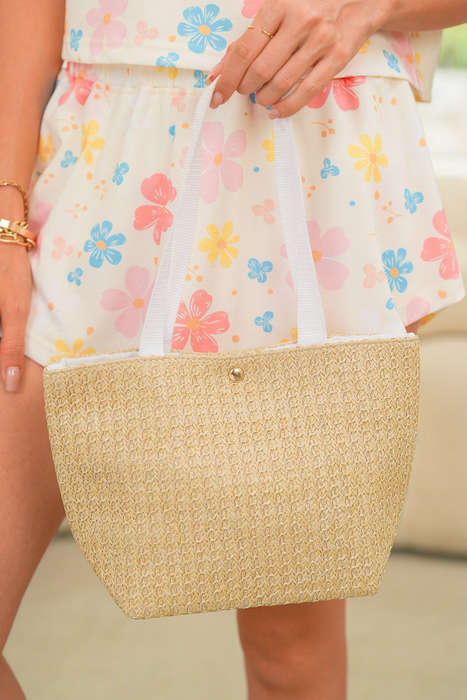 Beige Minimalist Large Tote Bag
